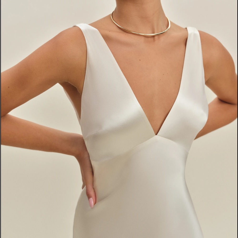 Reformation Cream Backless Dress